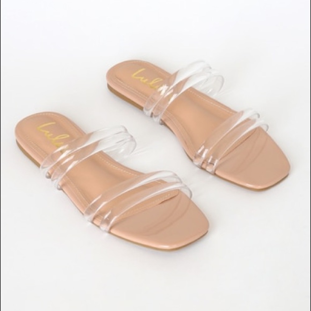 Jazzy Nude Vinyl Flat Slide Sandals